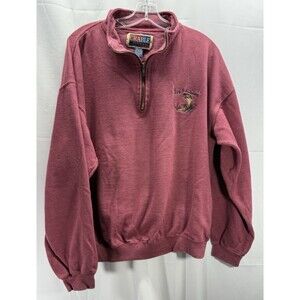 Mens Crable Classics Fly Fishing Quarter Zip Sweatshirt Light Red Sz M